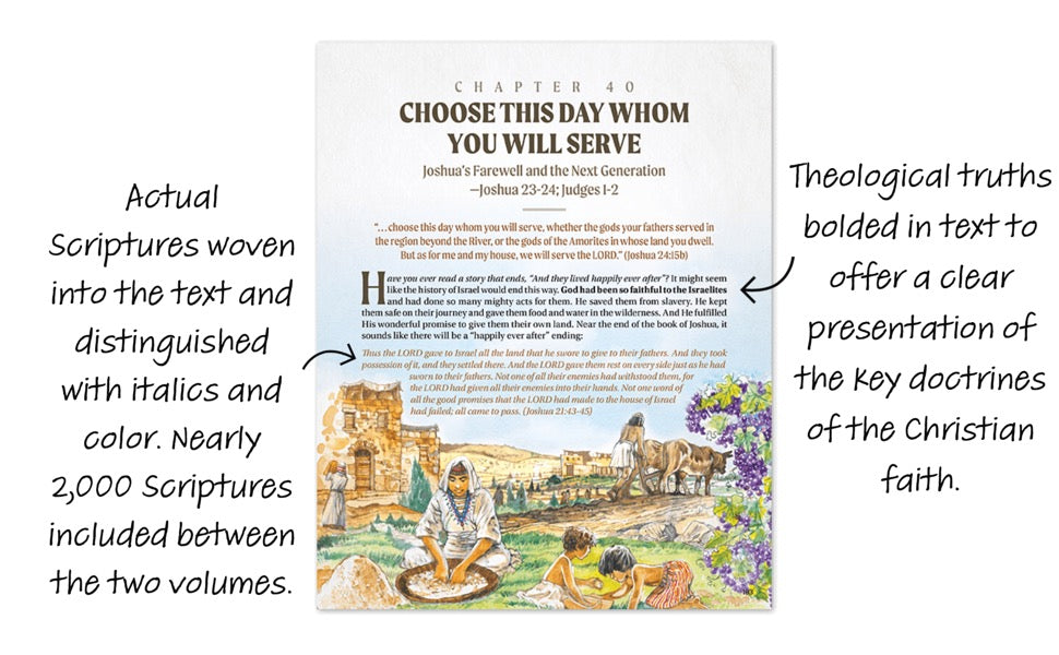 A picture of scriptures woven in between children's images to create excitement for the story.