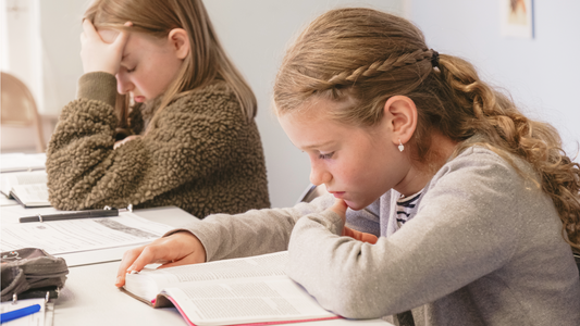 Children memorizing Bible verses during Sunday school