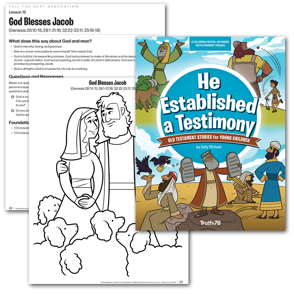 He Established a Testimony: 52 Lesson Coloring Book with Parent Pages