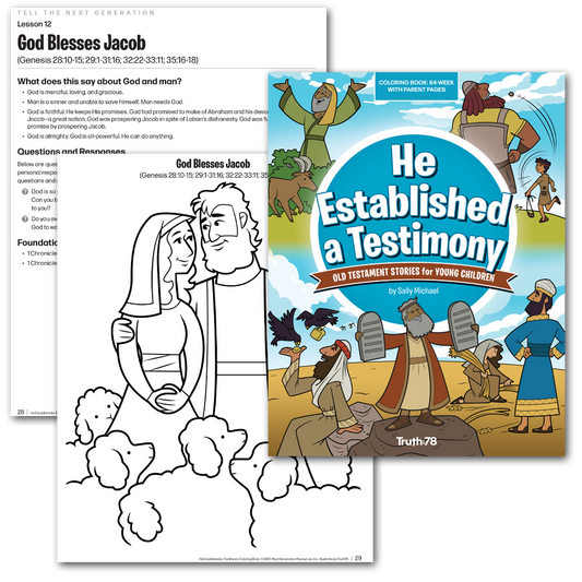 He Established a Testimony: 64 Lesson Coloring Book with Parent Pages
